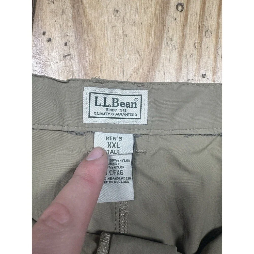 LL Bean Convertible Pants Mens XXL Tall Nylon Hiking Zip Off Pockets Outdoors